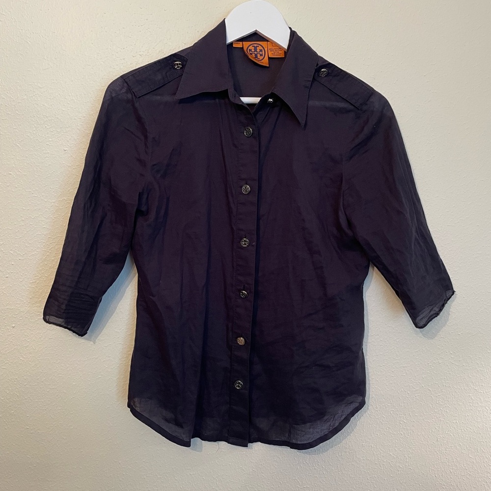Tory Burch Navy Cotton Button Down